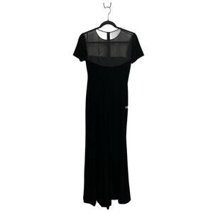 Vera Wang Dress Cap Sleeve Black Velvet Sheer detail Size 2